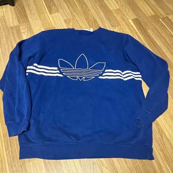 Adidas Men's Crewneck Sweater in Blue and White - Picture 1 of 2